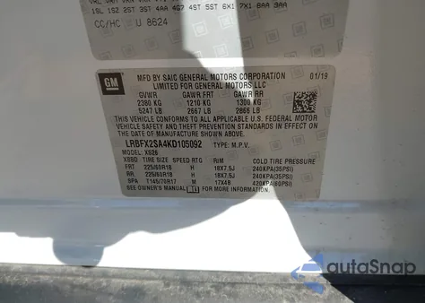 2019 Buick Envision Awd Essence from USA, damaged, VIN LRBFX2SA4KD105092